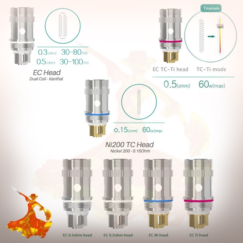 Mèche EC Head Ni200 TC Head EC TC-TI de Eleaf