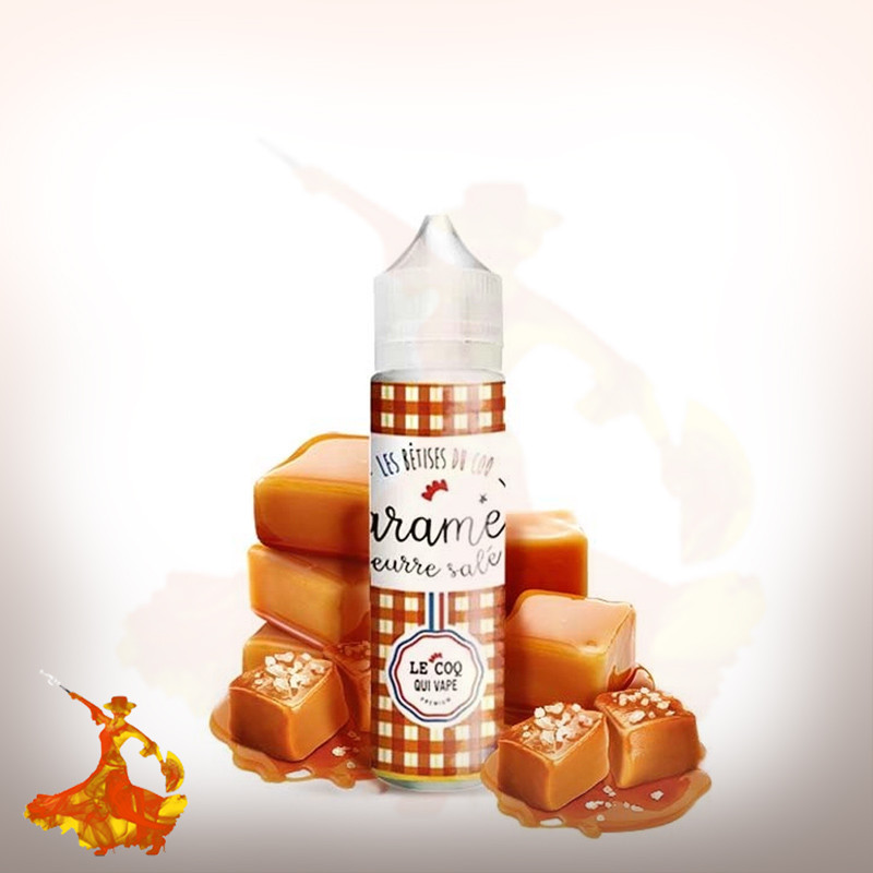 E-liquid Caramel Beurre Salé 50ml Les Bêtises du Coq By Le Coq Qui Vape Arôme boosté