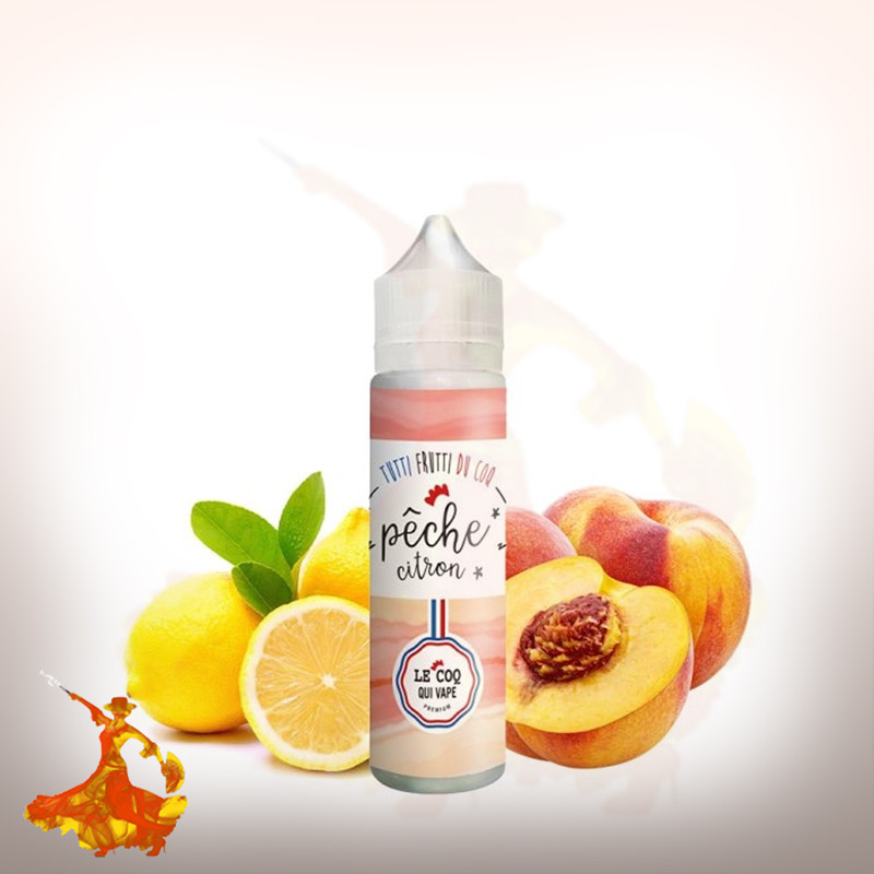 E-liquid Pêche Citron 50ml Tutti Frutti du Coq By Le Coq Qui Vape Arôme boosté