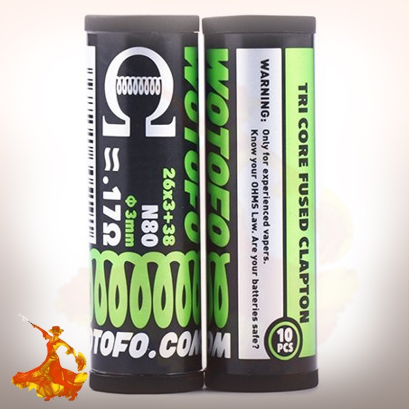 Coil pré monté Tri Core Fused Clapton Coils 26*3+38G 0.17ohm (10pcs) Wotofo