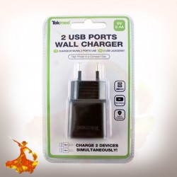 Adaptateur Secteur Mural 2 Ports USB 2.4A Tekmee