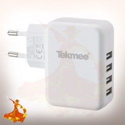 Adaptateur Secteur Mural 4 Ports USB 4.8A Tekmee