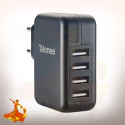 Adaptateur Secteur Mural 4 Ports USB 4.8A Tekmee