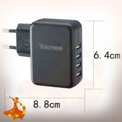Adaptateur Secteur Mural 4 Ports USB 4.8A Tekmee